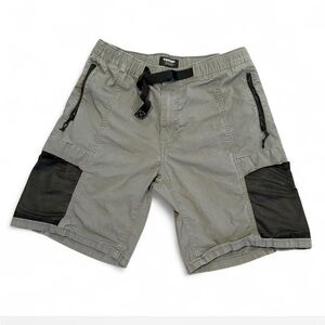 Men's Gray And Black Utility Cargo Shorts. XS